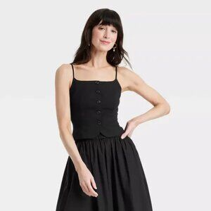 Square Neck Cami Vest - A New Day Black - 2X